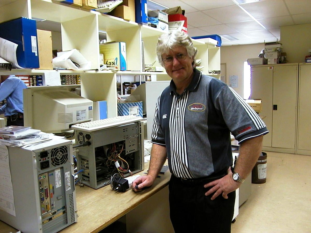 From the archive — Peter at the workshop bench in the early days